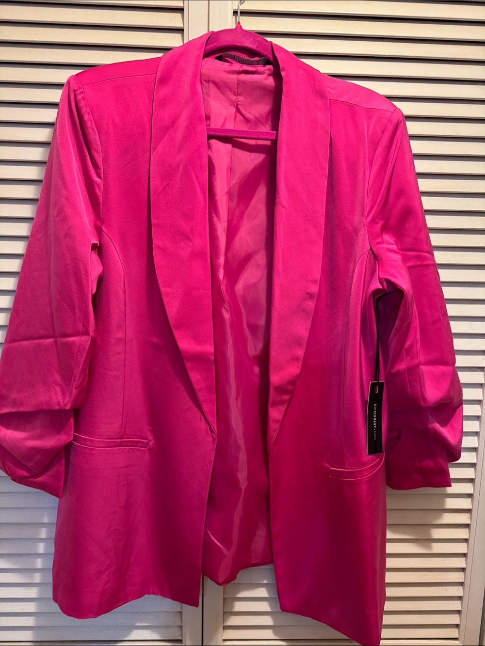 Women's Pink Satin Open-Front Blazer Jacket - NWT